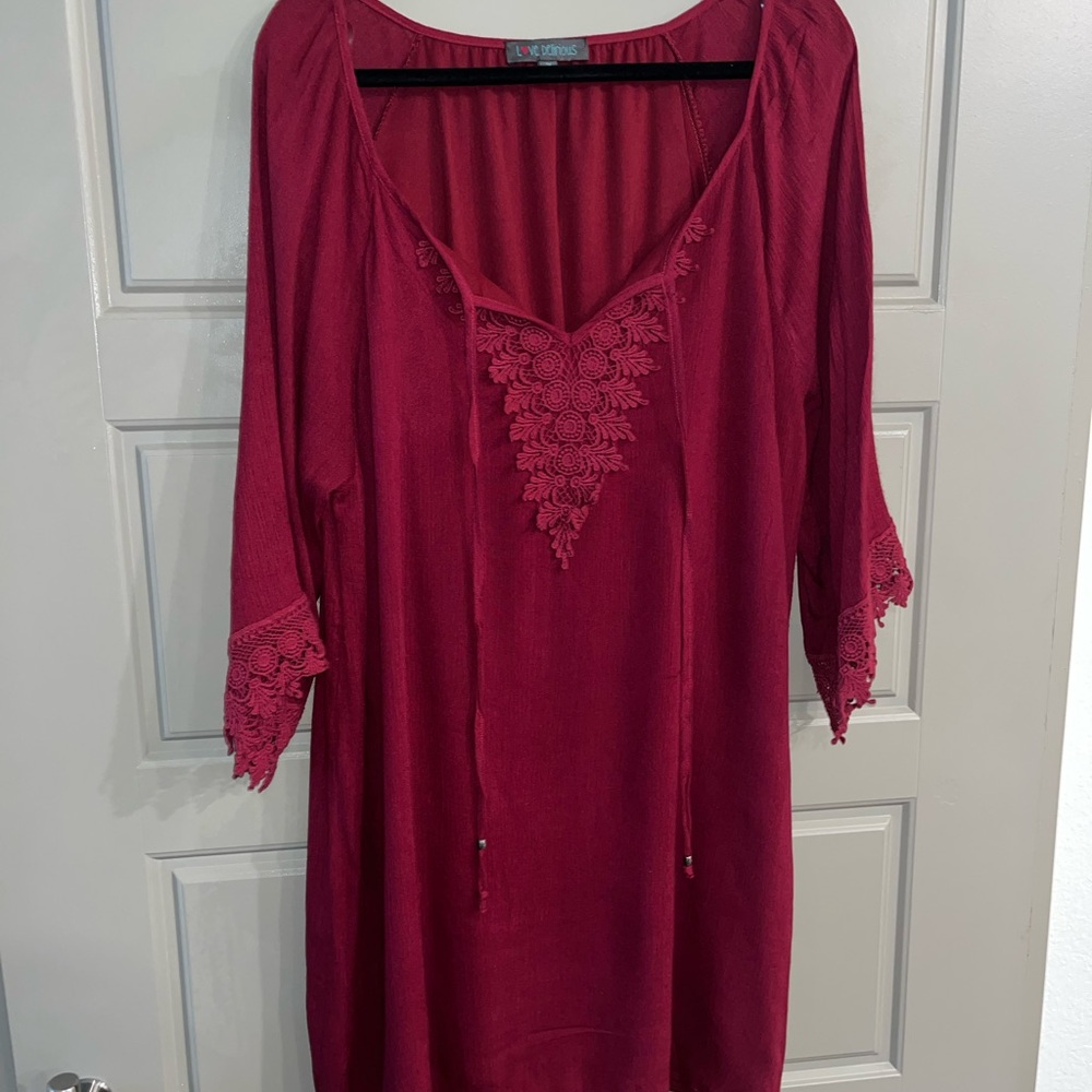 Love Delirious Red Lace Trim Mini Dress